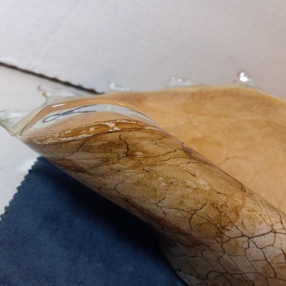 Handmade Sea Shell w/ Spirder Vein pattern Art Glass Centerpiece Countrycore - Picture 6 of 11